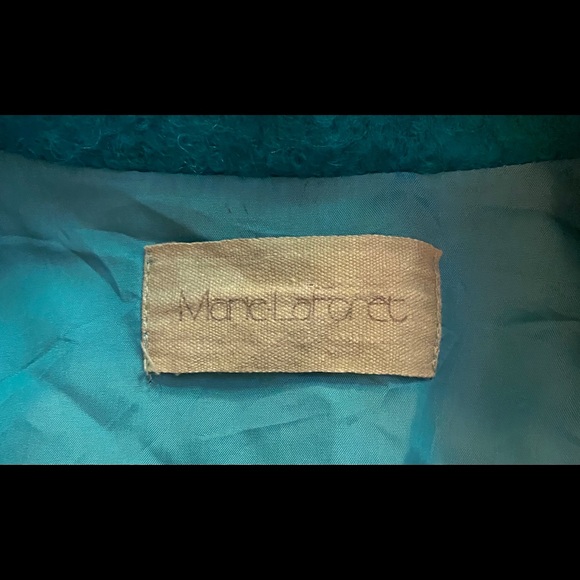 Vintage 80’s fuzzy wool batwing teal jacket - Picture 5 of 10